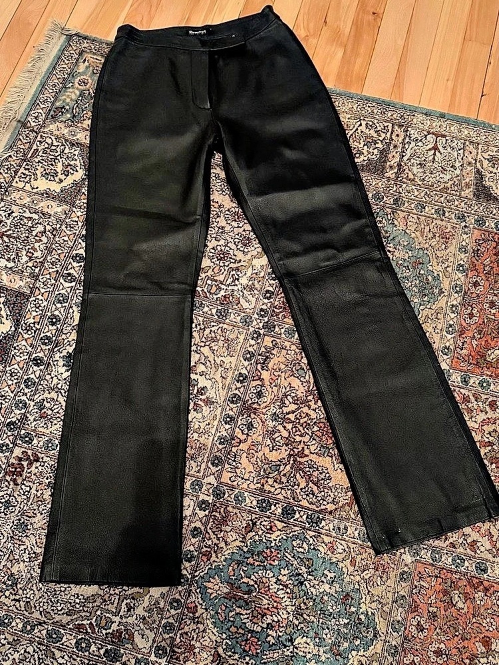 Y2K Vintage Style Genuine Black Leather Pants Size Small 26 27